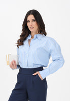 JDY Camicia a manica lunga azzurra da donna con sottili righe verticali 15359455 CHBL JDY 