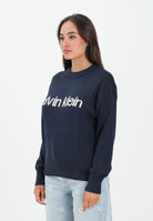 CALVIN KLEIN JEANS Maglioncino girocollo blu da donna con logo LV047C311GCEF  CALVIN KLEIN JEANS 