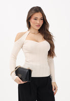 ELISABETTA FRANCHI Maglioncino burro da donna con dettaglio gioiello MK89S61E2 193 ELISABETTA FRANCHI 