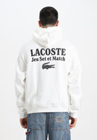 LACOSTE Felpa con cappuccio bianca da uomo caratterizzata da stampa multipla SH5947 70V LACOSTE 