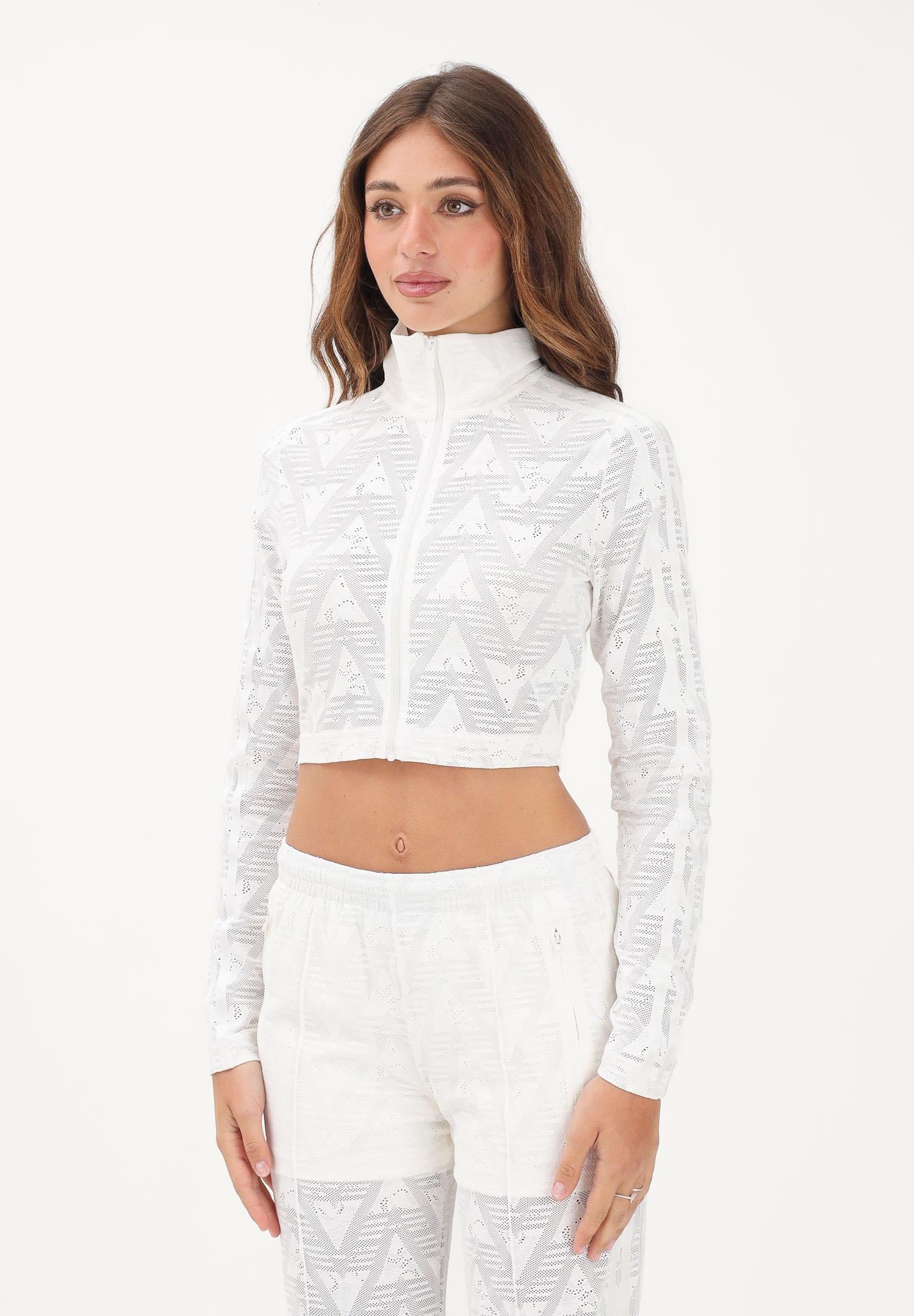 ADIDAS ORIGINALS Felpa con zip FIREBIRD CLASSIC LACE bianca da donna KE3451 . ADIDAS ORIGINALS 