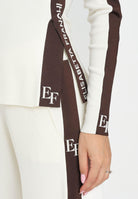 ELISABETTA FRANCHI Maglia a manica lunga panna da donna con bande lucide MK03S56E2 EG2 ELISABETTA FRANCHI 