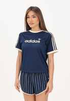 ADIDAS ORIGINALS t-shirt Lineaer in Mesh Night Indigo / Warm Vanilla blu navy e panna donna. KS9841 . ADIDAS ORIGINALS 