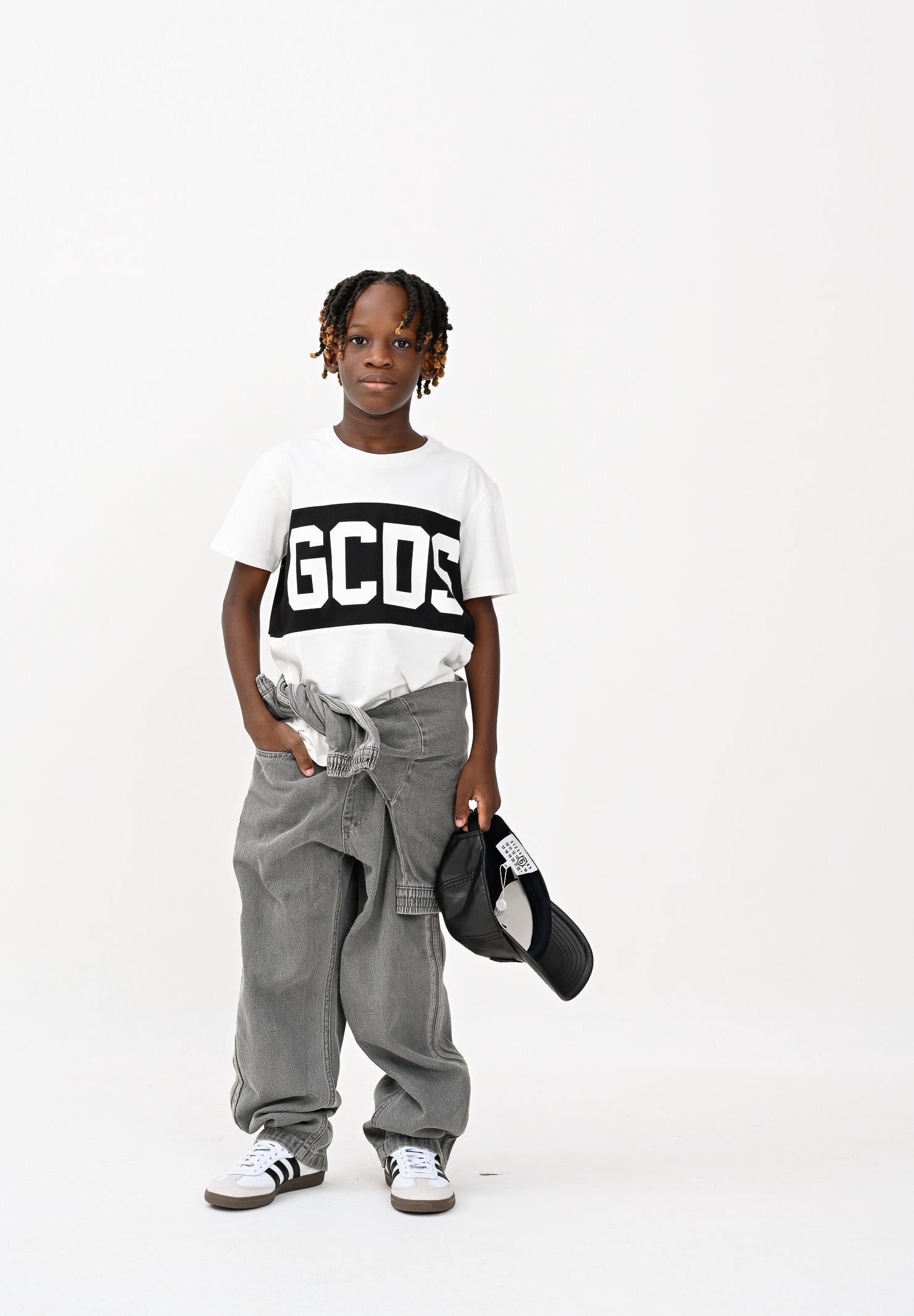 GCDS T-shirt a manica corta bianca per bambino e bambina con stampa logo GCDS B2KU2329JF1 15 GCDS 