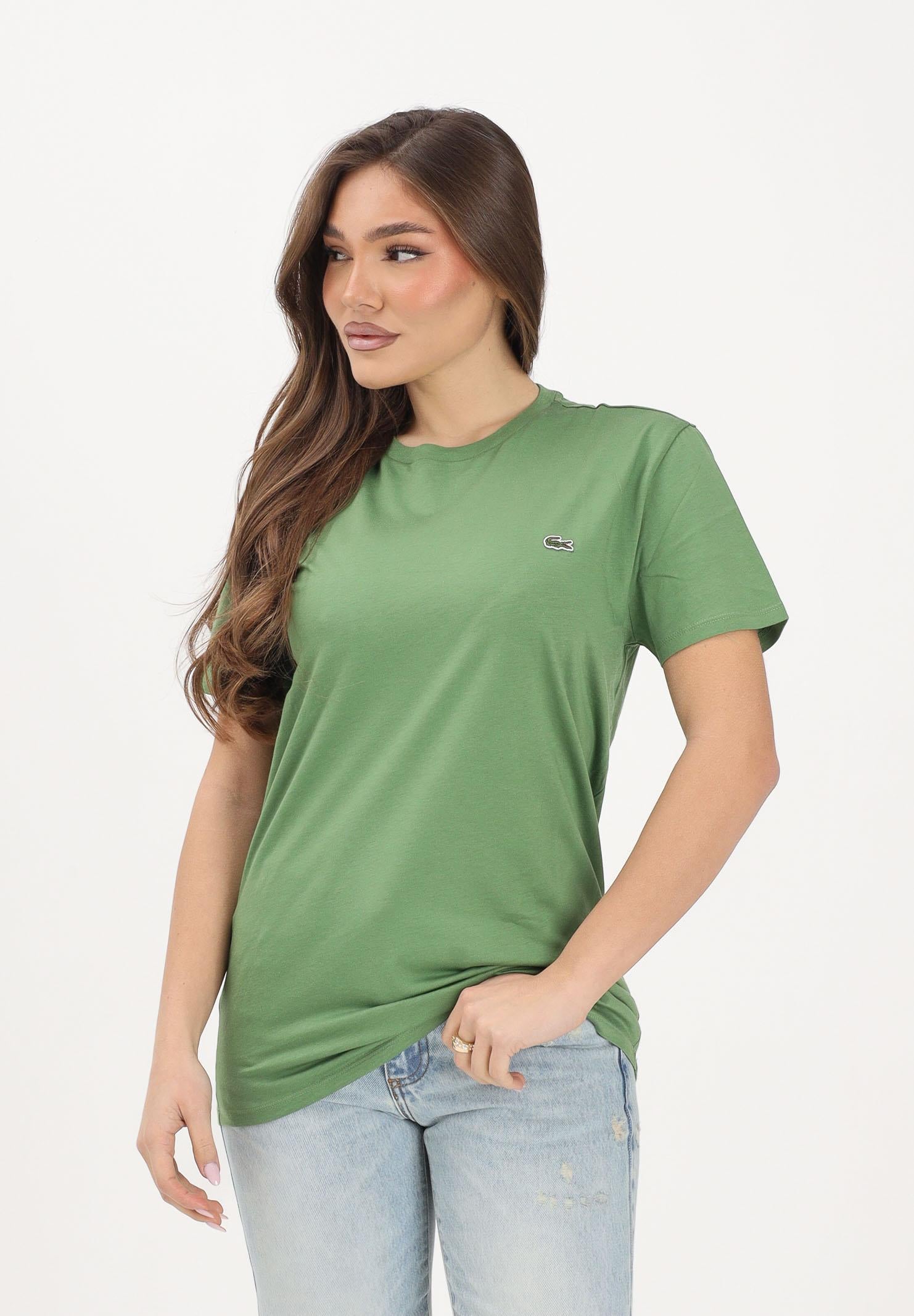 LACOSTE T-shirt a manica corta verde prato per uomo e donna con patch logo TH6709 02M LACOSTE 