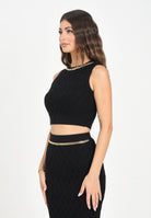 ELISABETTA FRANCHI Top in maglia nera da donna con motivo a rombi TK60B56E2 110 ELISABETTA FRANCHI 