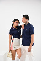 Polo blu per uomo e donna con patch logo coccodirllo 1212 166 LACOSTE 