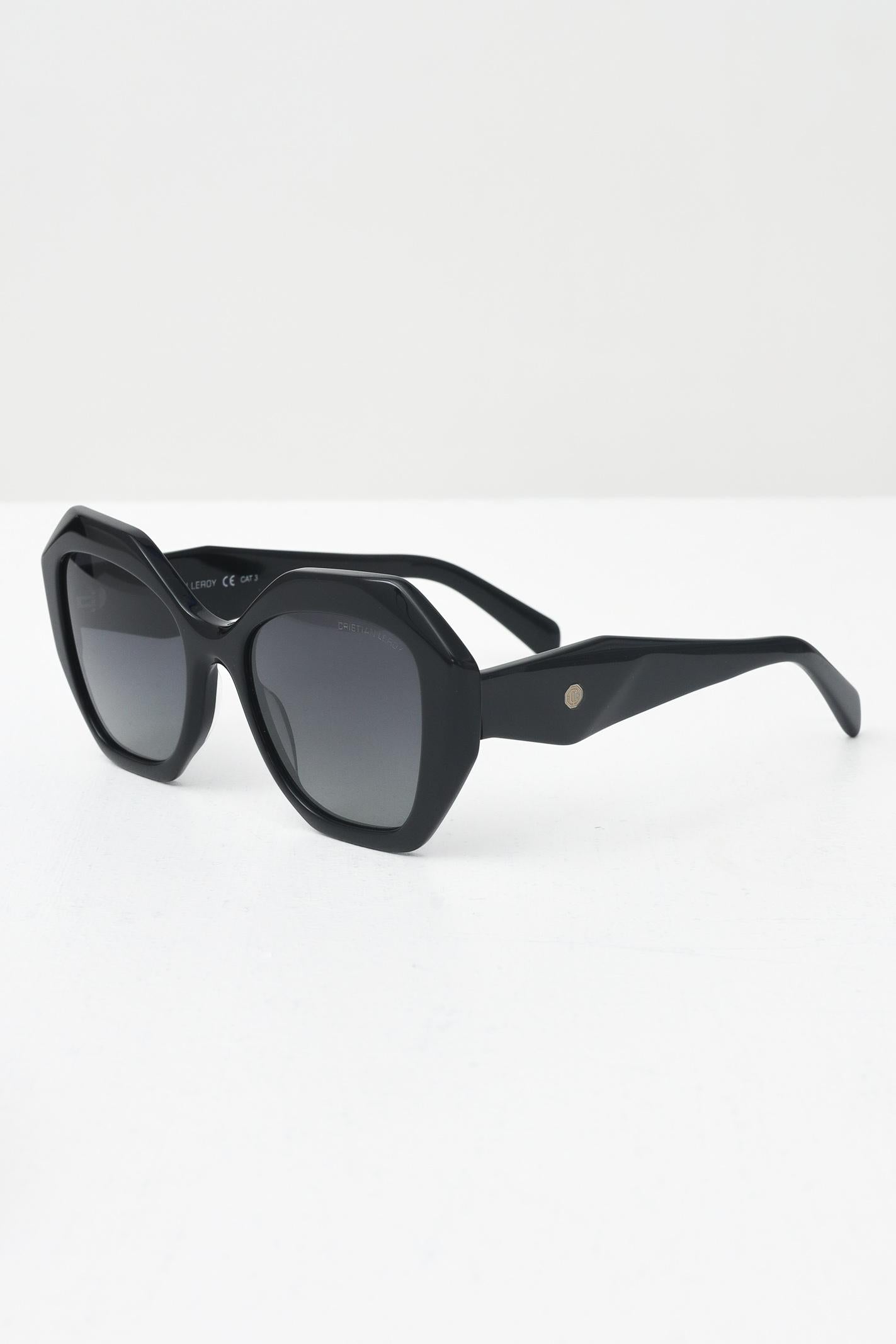 CRISTIAN LEROY Occhiali da sole neri da donna dal design ottagonale 25070 01 CRISTIAN LEROY 
