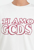 GCDS Felpa girocollo bianca per donna e ragazze con stampa in strass B2JW1532BA5 15 GCDS 