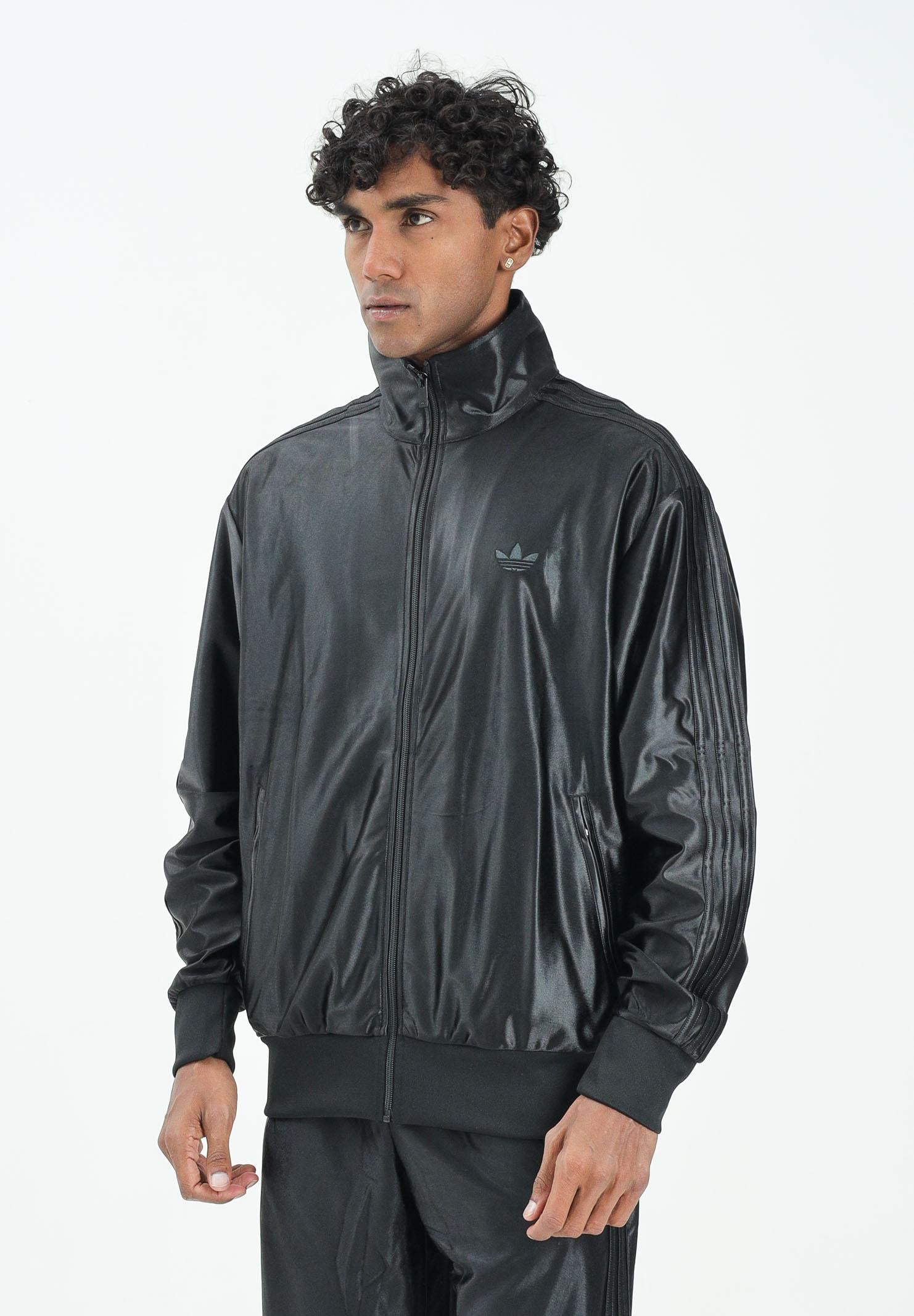 ADIDAS ORIGINALS Felpa con zip Firebird Metallic nera da uomo JW5960  ADIDAS ORIGINALS 