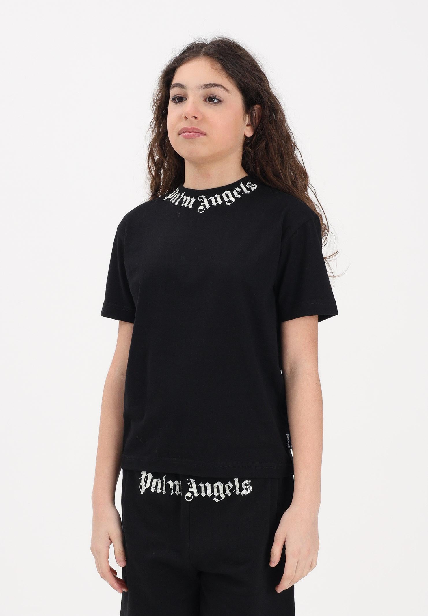 PALM ANGELS T-shirt a manica corta nera per donna, ragazzi e bambini con logo PBAA003S26JER004 110 PALM ANGELS 