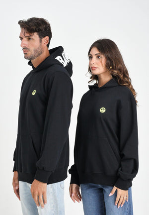 BARROW Felpa nera per uomo e donna con cappuccio logato F5BWUAHS058 110 BARROW 