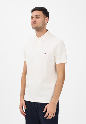 TOMMY HILFIGER Polo a manica corta panna da uomo con logo MW0MW17770 Z00 TOMMY HILFIGER 