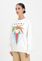 MARNI Felpa girocollo bianca per donna, ragazzi e bambini con grafica Jungle M01573M00V0 0M114 MARNI 