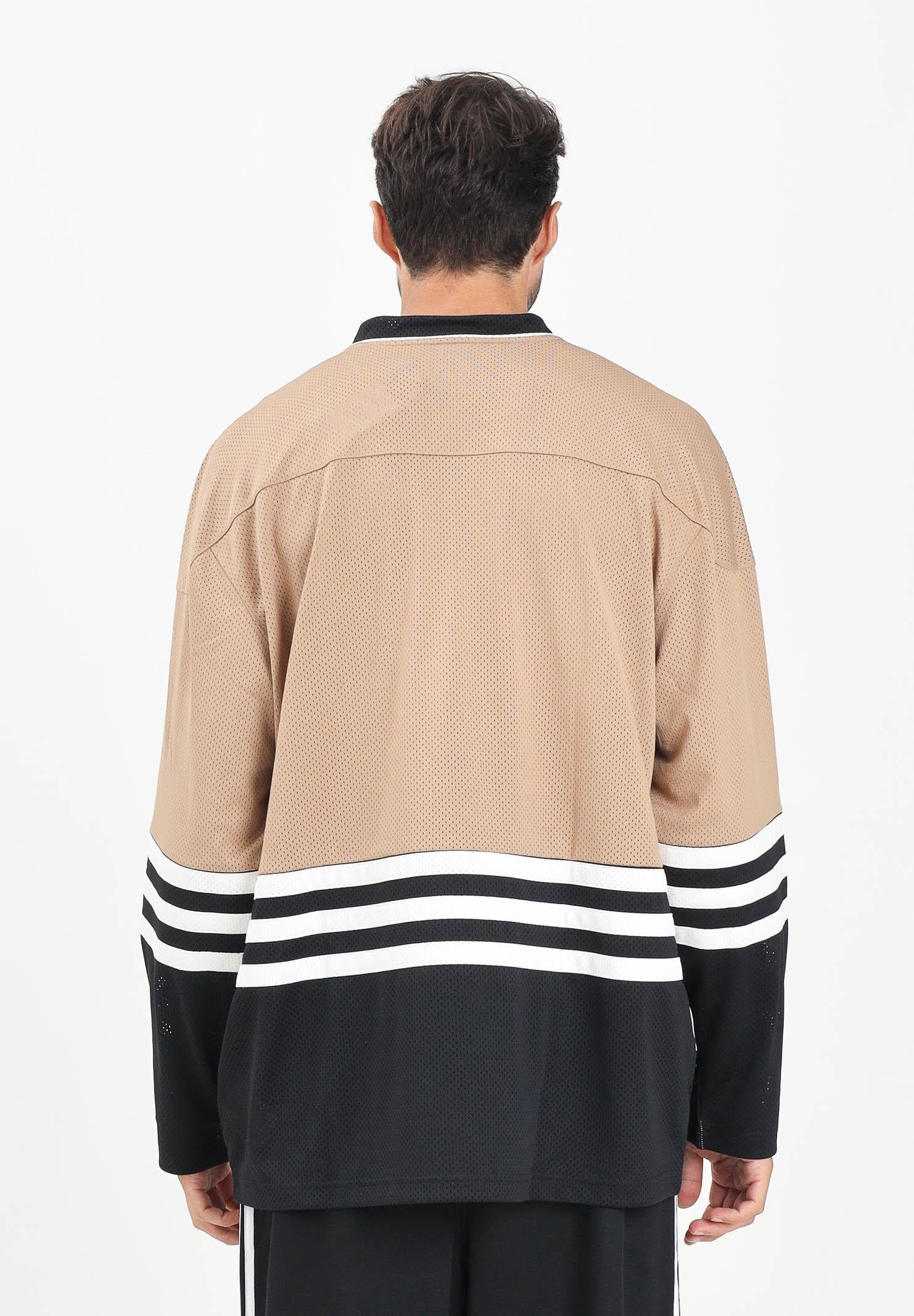 ADIDAS ORIGINALS T-shirt a manica lunga 90s Adidas Hockey Jersey Vintage beige e nera da uomo JY0251  ADIDAS ORIGINALS 