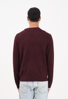 TOMMY HILFIGHER Maglioncino girocollo bordeaux da uomo con ricamo bandierina Tommy Hilfigher MW0MW28046XIH  TOMMY HILFIGER 