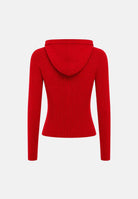TOMMY JEANS  cardigan con cappuccio Ribbed Zip-Thru Slim Cardigan Amaryllis Red rosso donna. DW0DW20974 XK9 TOMMY JEANS 