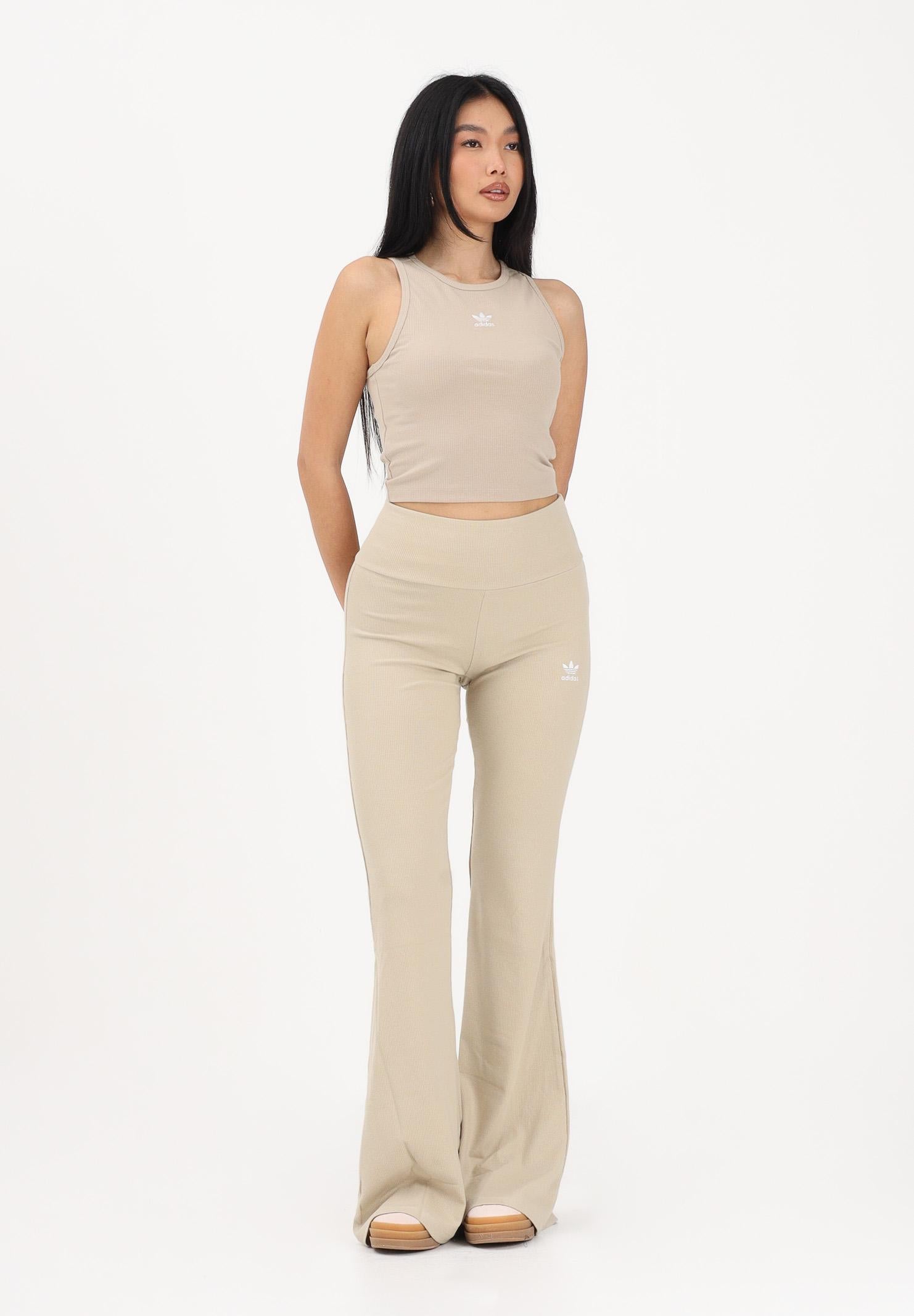 ADIDAS ORIGINALS Leggings Essentials Rib Flared beige da donna KD3850 . ADIDAS ORIGINALS 