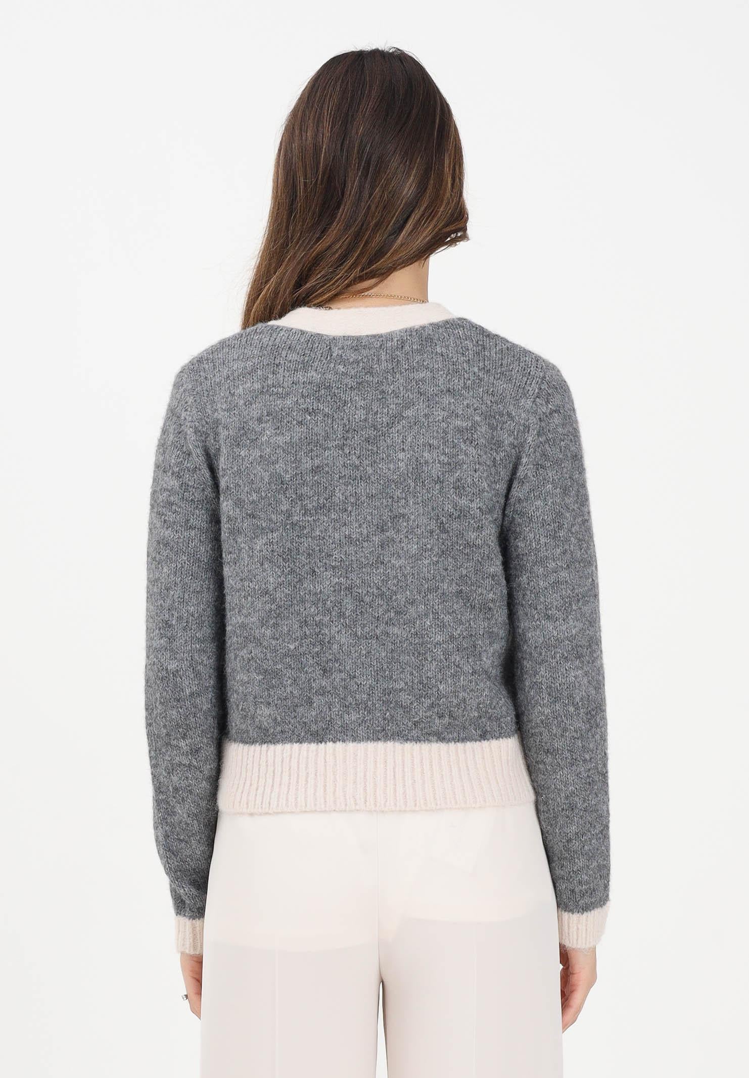 ONLY Cardigan grigio da donna con dettagli a contrasto color panna 15350851 MediumGreyMel ONLY 