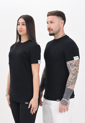 DSQUARED2 T-shirt a manica corta nera per uomo e donna con patch logo D9M205720 001 DSQUARED2 