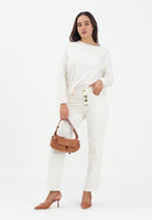 VICOLO Jeans Zoe in denim bianco da donna con bottoni gioiello DF5056 FU031 VICOLO 