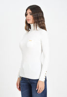 ELISABETTA FRANCHI Maglioncino a collo alto avorio da donna con taschino MK11B56E2 360 ELISABETTA FRANCHI 