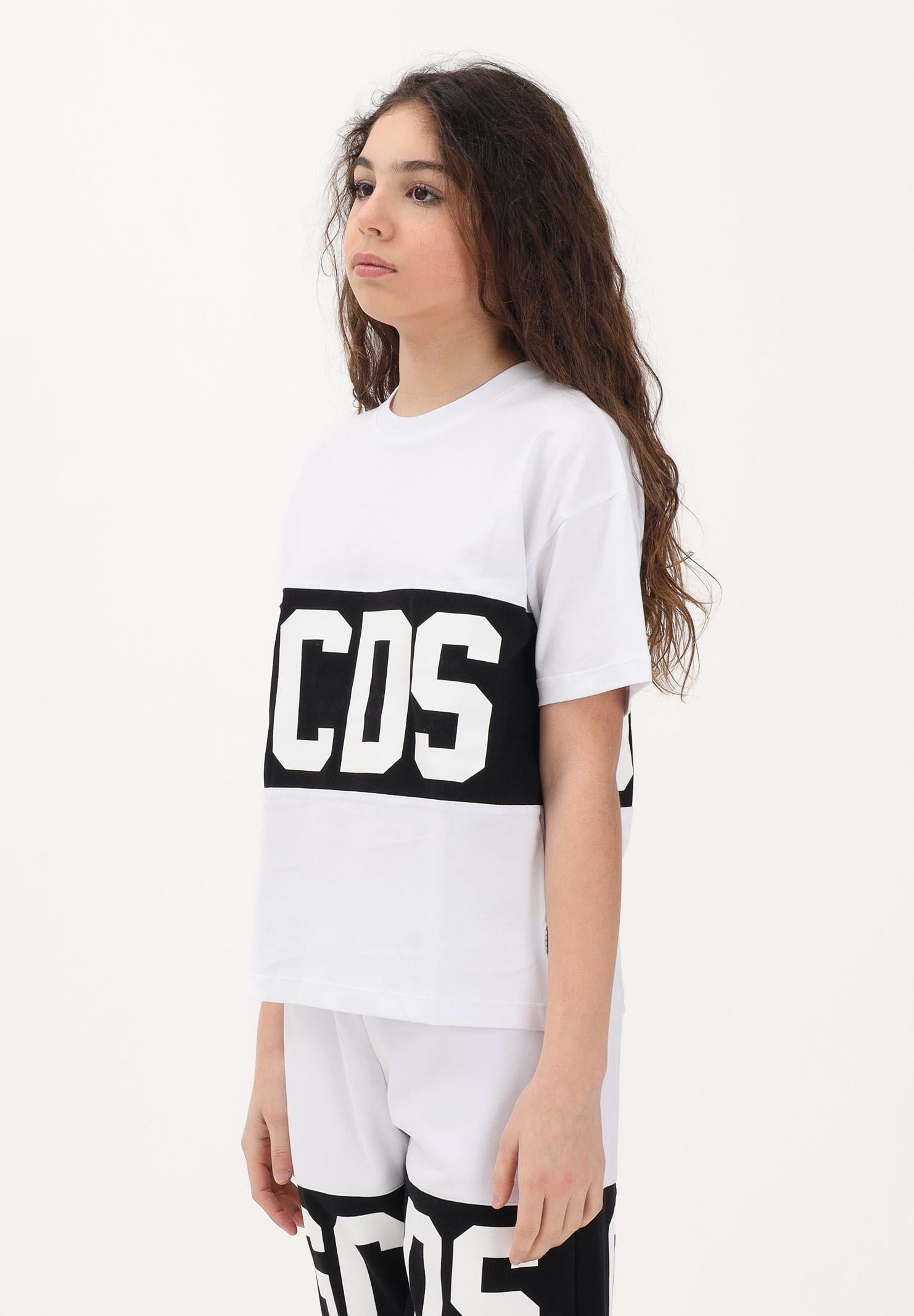 GCDS T-shirt a manica corta bianca per donna, ragazzi e bambini con logo Z0UJQC585J105 100B GCDS 
