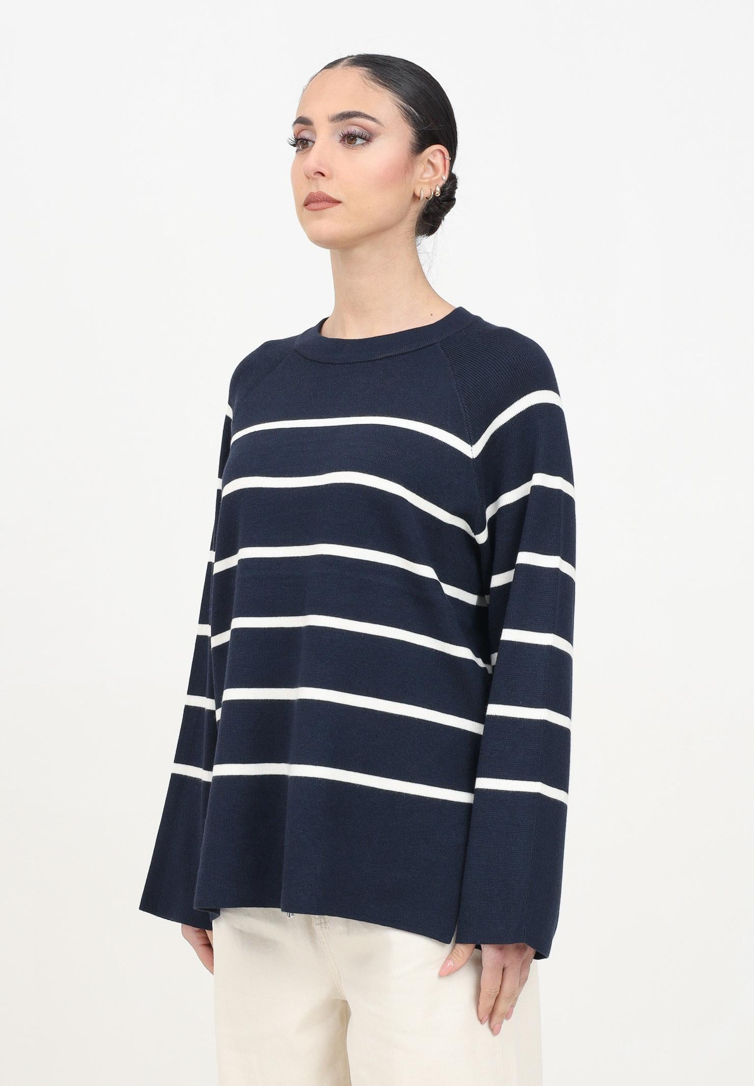 JDY Maglioncino girocollo blu da donna con righe orizzontali 15339172 Eggnog JDY 