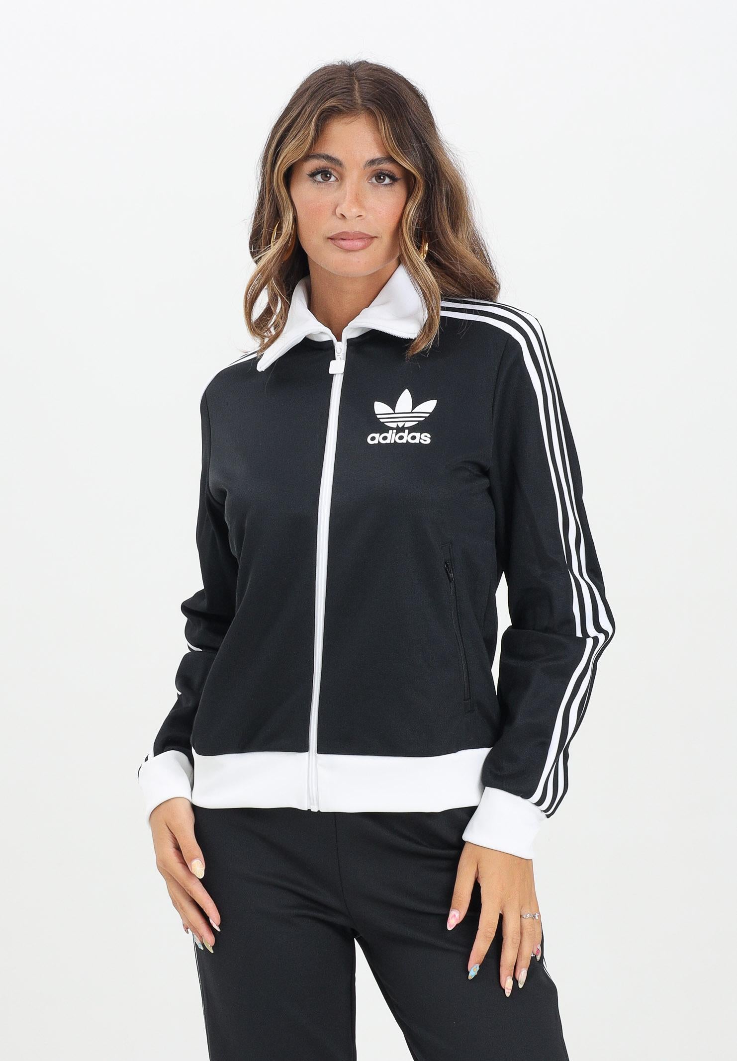 ADIDAS ORIGINALS Felpa con zip Heritage nera da donna HZ3743  ADIDAS ORIGINALS 