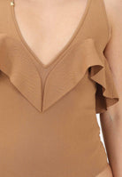 ELISABETTA FRANCHI Body cammello da donna con volant BK86B62E2 AI6 ELISABETTA FRANCHI 