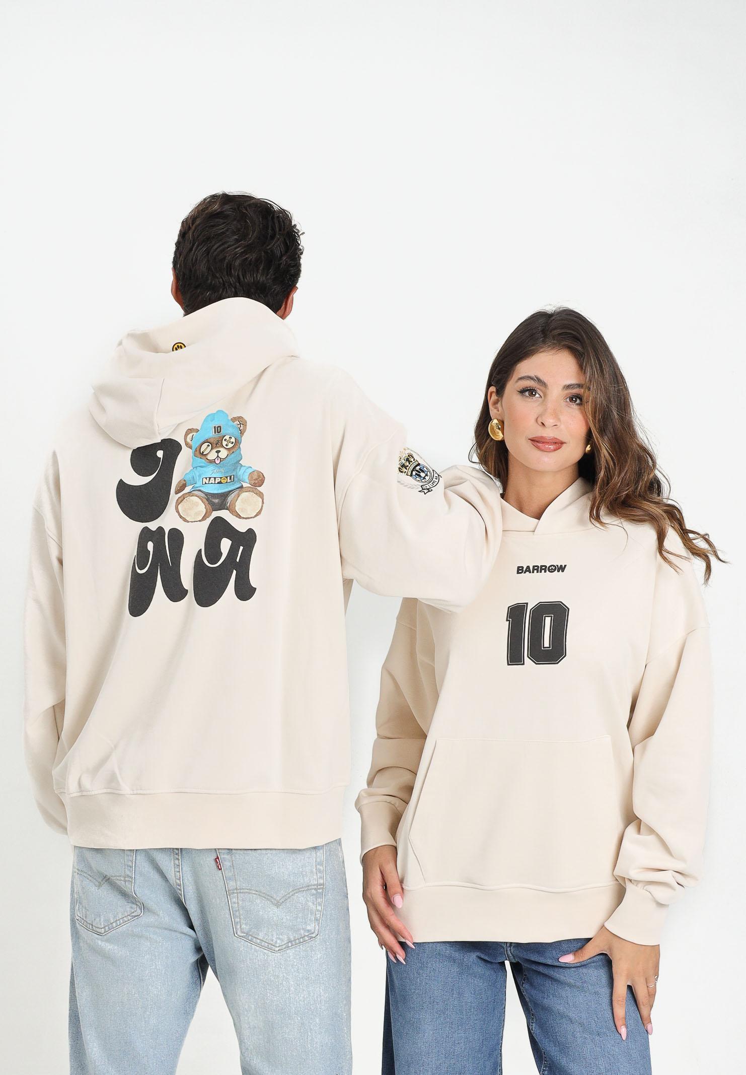 BARROW Felpa con cappuccio color crema per uomo e donna dedicata alla Società Sportiva Calcio Napoli F5BWUAHS074 013 BARROW 