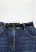 ELISABETTA FRANCHI Cintura nera da donna realizzata con effetto pitonato CT58S57E2 110 ELISABETTA FRANCHI 