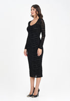 VERSACE JEANS COUTURE Abito midi nero da donna con motivo Liquify Logomania 79HAO920JS490 899 VERSACE JEANS COUTURE 