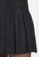 PINKO Gonna corta nera da donna realizzata con lavorazione plissé e strass 105926A287 Z99 PINKO 