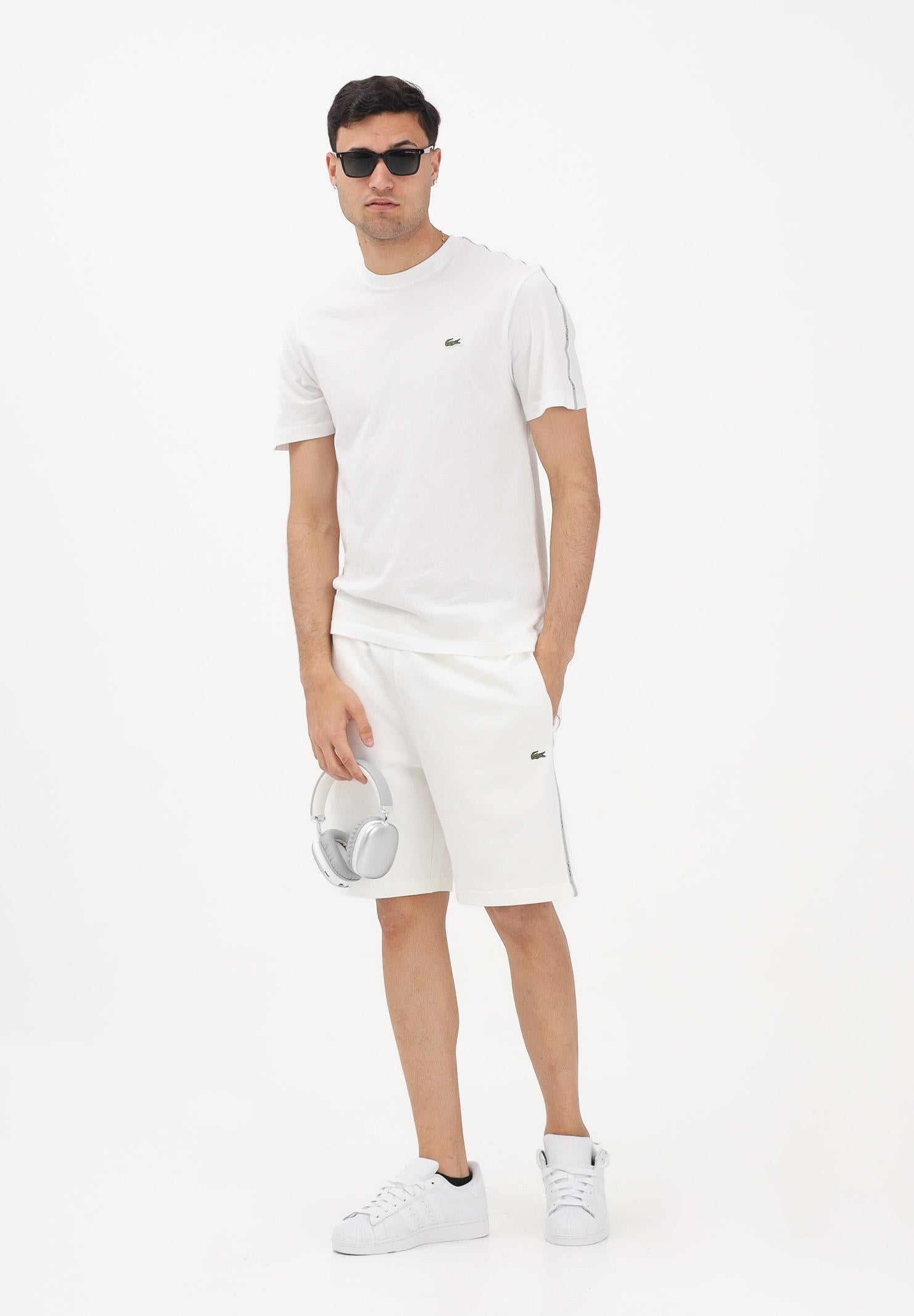 LACOSTE Shorts sportivo bianco da uomo con striscia con logo GH0886 70V LACOSTE 