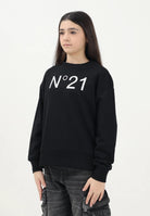 N21 Felpa girocollo nera per donna, ragazzi e bambini con il logo "N°21" stampato N21A23N0154 0NC16 N21 