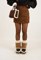 VICOLO Gonna corta cammello da donna con motivo gessato e strass TF0111 FFCU VICOLO 