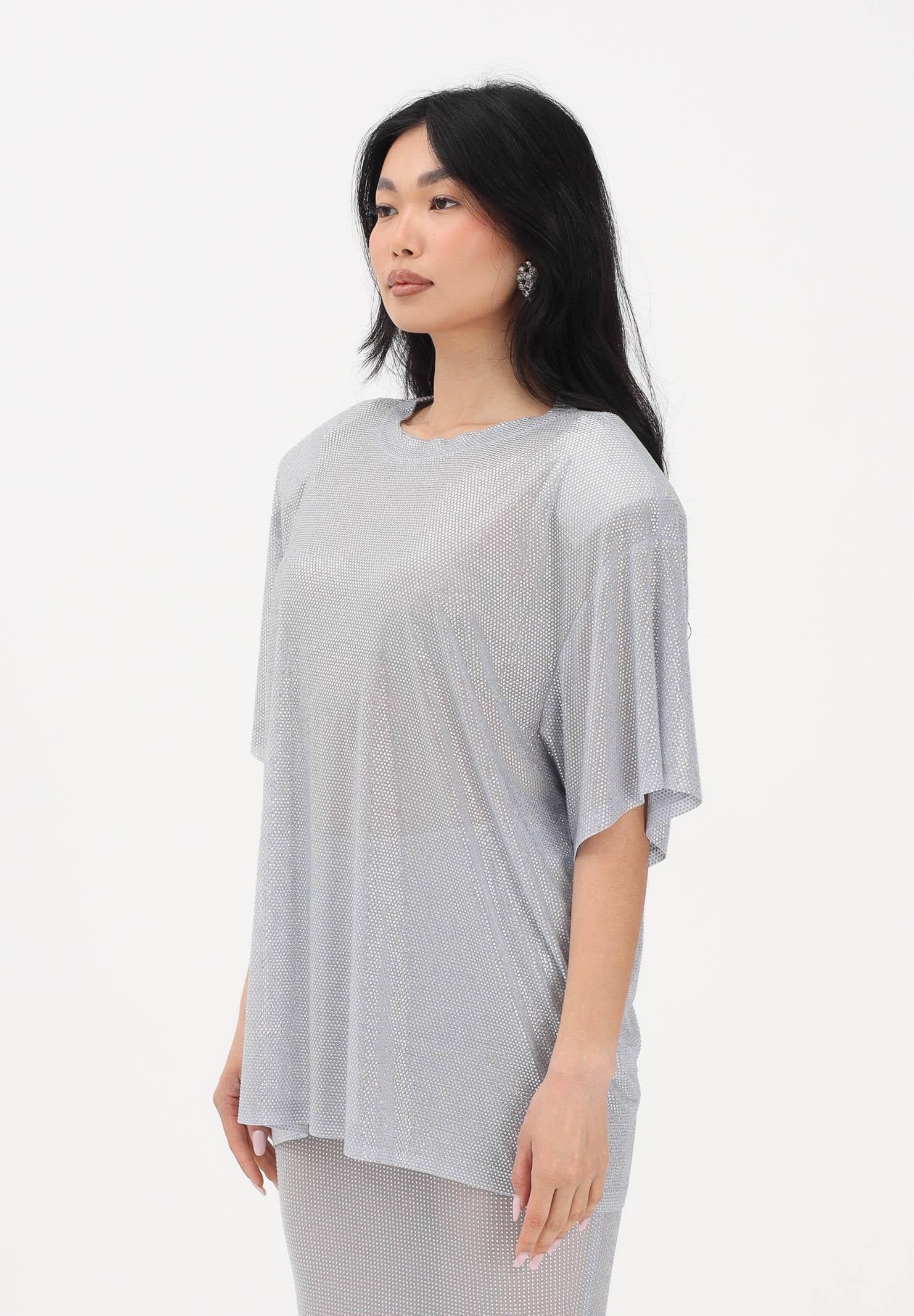 TWENTY FOURHAITCH T-shirt a manica corta Mendes argento da donna con strass A0071ARG62P AR TWENTY FOURHAITCH 