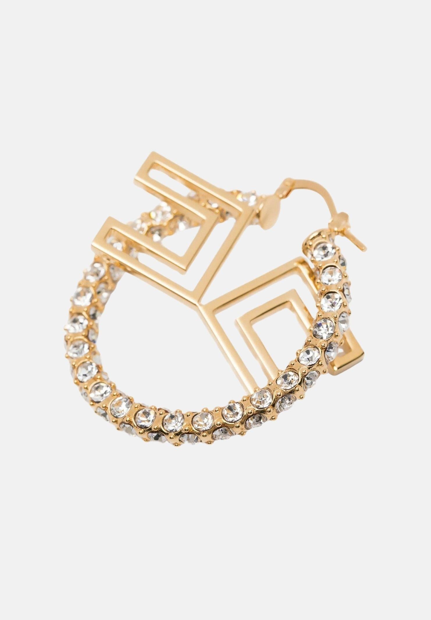 ELISABETTA FRANCHI Orecchini a cerchio oro da donna con strass OR50B62E2 U95 ELISABETTA FRANCHI 