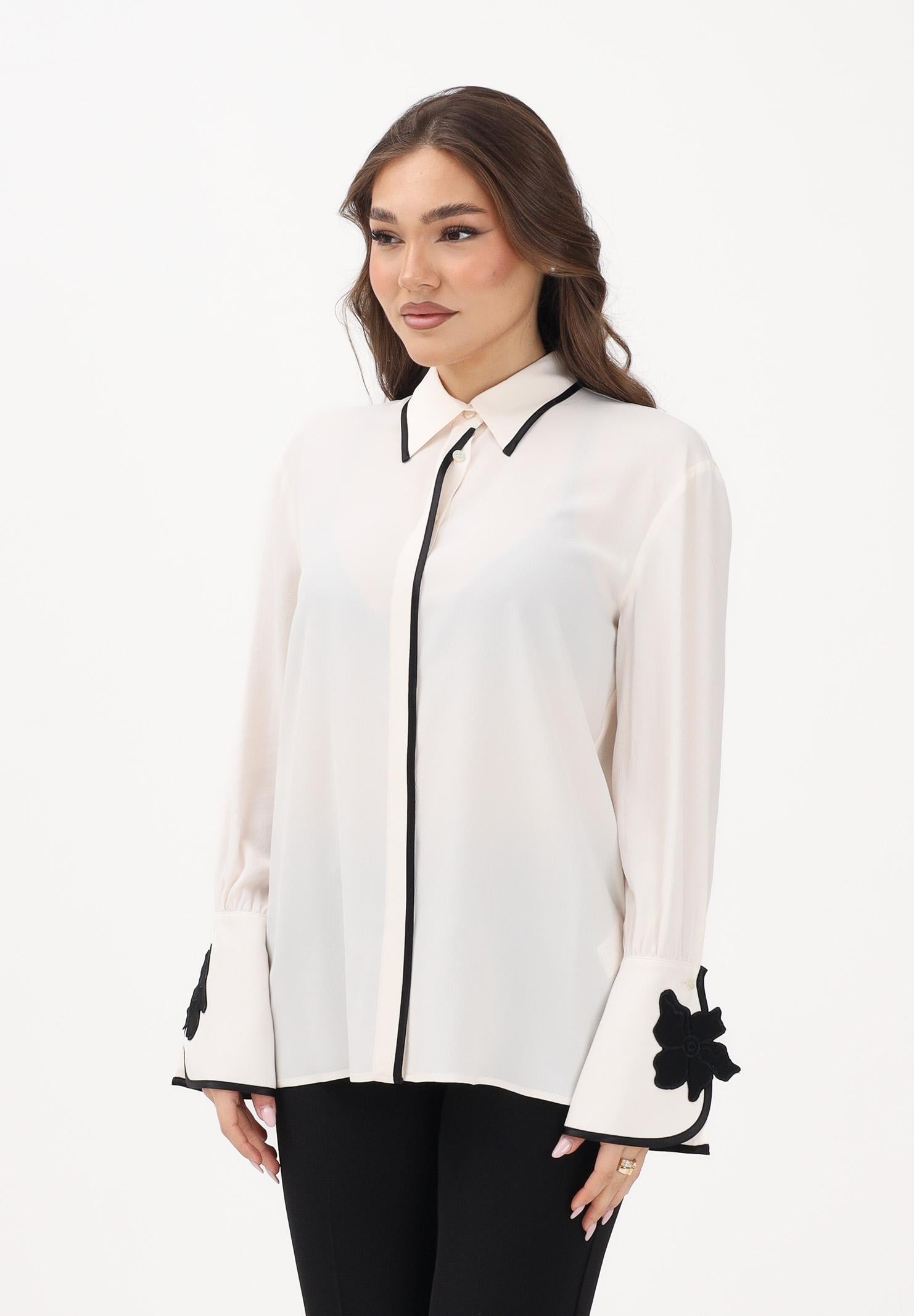 SIMONA CORSELLINI Camicia a manica lunga panna da donna con dettagli a contrasto P26CPCA01301 V0359 SIMONA CORSELLINI 
