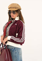 ADIDAS ORIGINALS Felpa con zip VELOUR KNIT bordeaux da donna KS0400  ADIDAS ORIGINALS 
