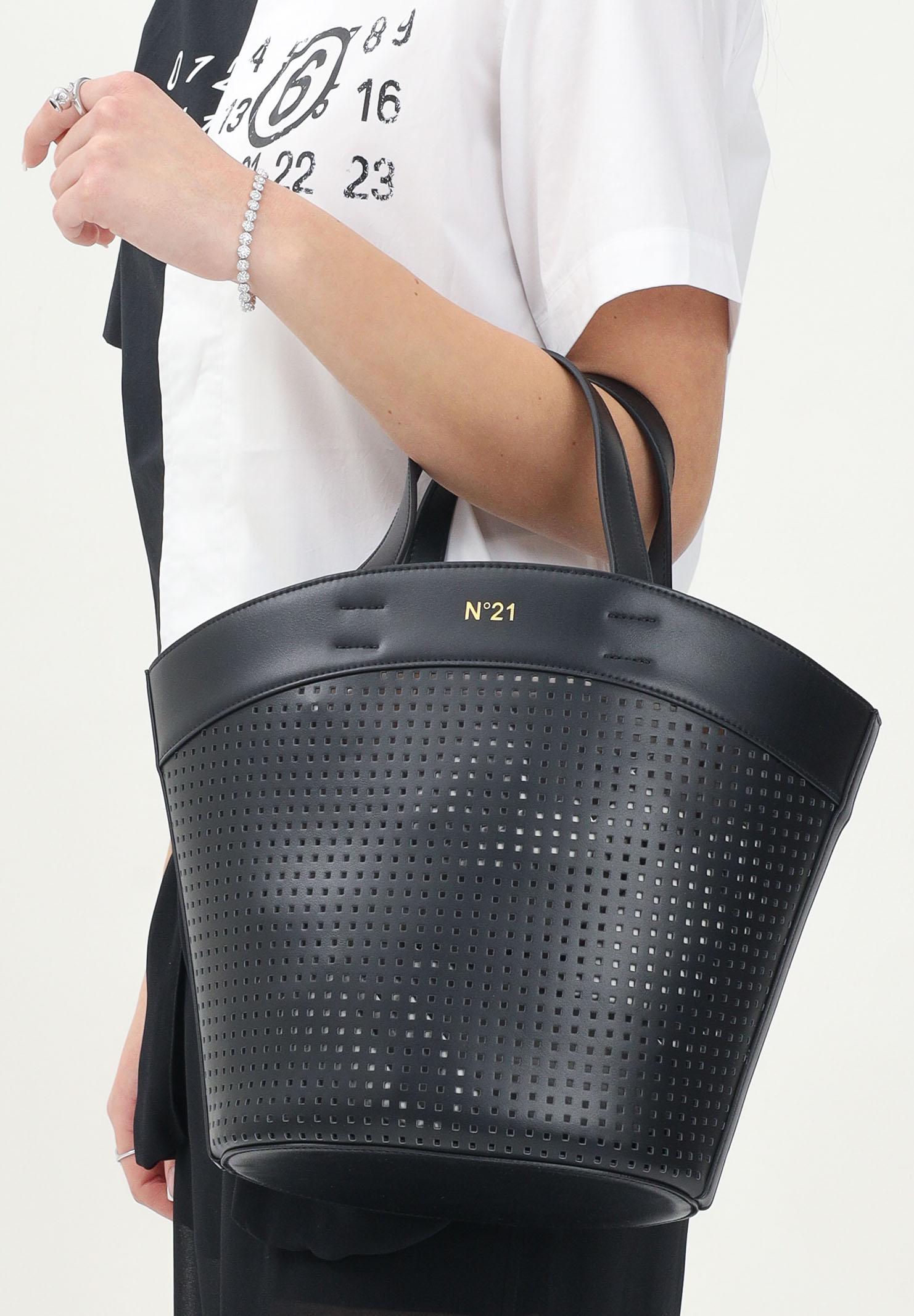 N21 Shopper nera da donna in tessuto spalmato traforato N2104SN0422 0N900 N21 