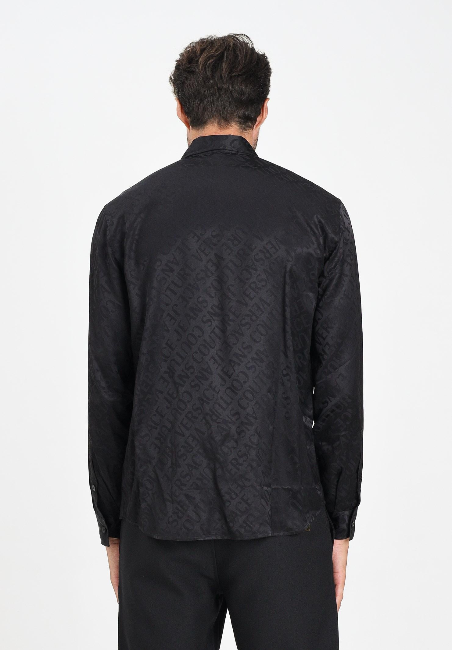 VERSACE JEANS COUTURE Camicia a manica lunga nera da uomo con motivo Liquify Logomania 79GAL2R0N0604 899 VERSACE JEANS COUTURE 