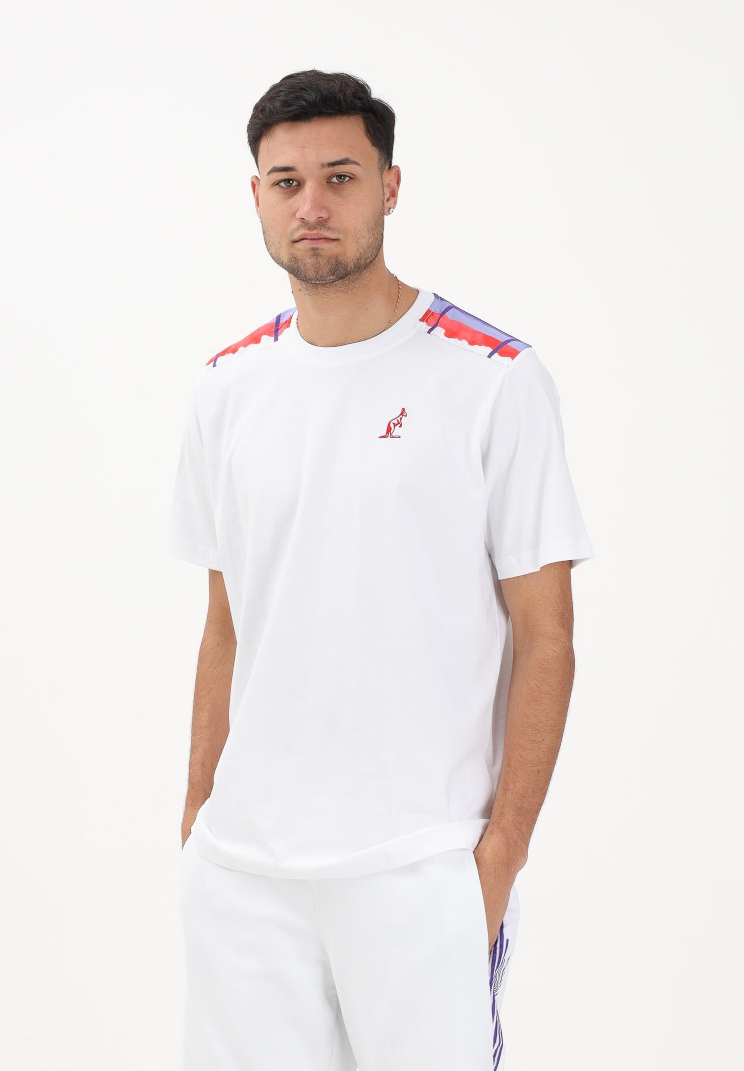 AUSTRALIAN T-shirt a manica corta bianca da uomo con inserti decorativi multicolor ARUTS0011GORA01 002A AUSTRALIAN 