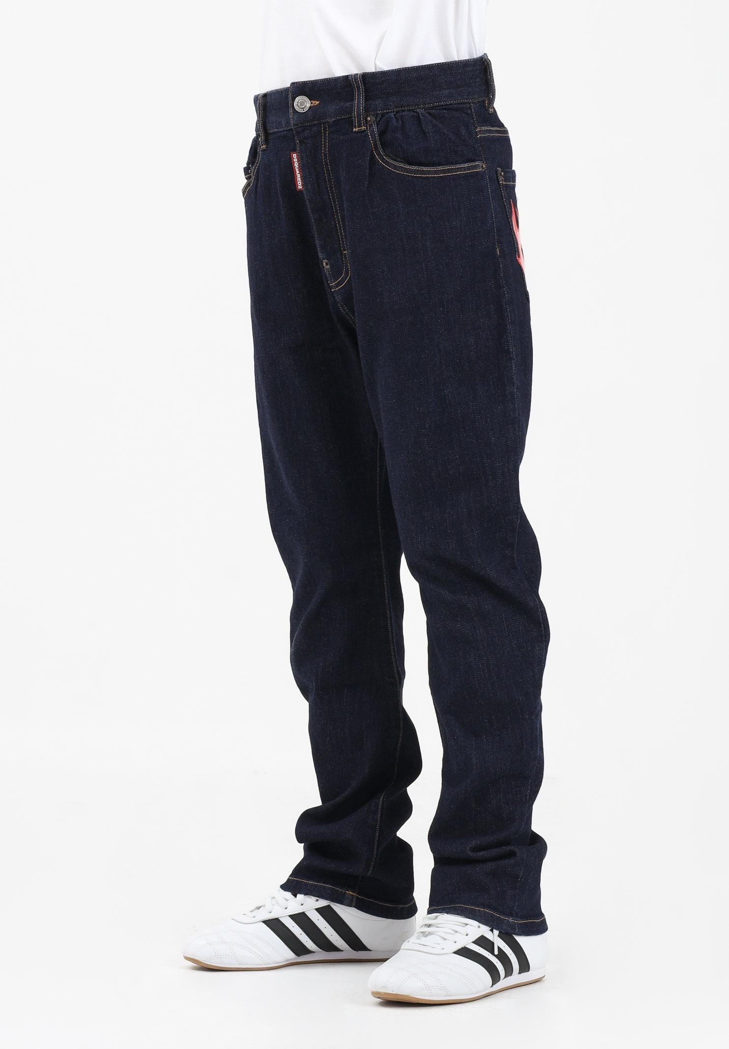 DSQUARED2 Jeans in denim blu scuro per donna, ragazzi e bambini con stampa sul retro DQ3283D0AFX DQ01 DSQUARED2 
