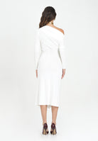 ELISABETTA FRANCHI Abito midi bianco da donna con bottoni gioiello<BR/> AB82257E2 360 ELISABETTA FRANCHI 