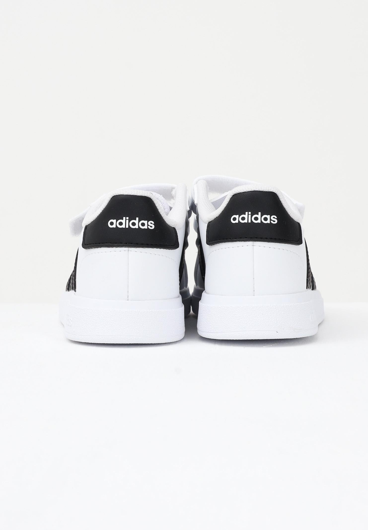 ADIDAS PERFORMANCE Sneakers Grand Court Lifestyle Hook and Loop bianche e nere da neonato GW6527 . ADIDAS PERFORMANCE 