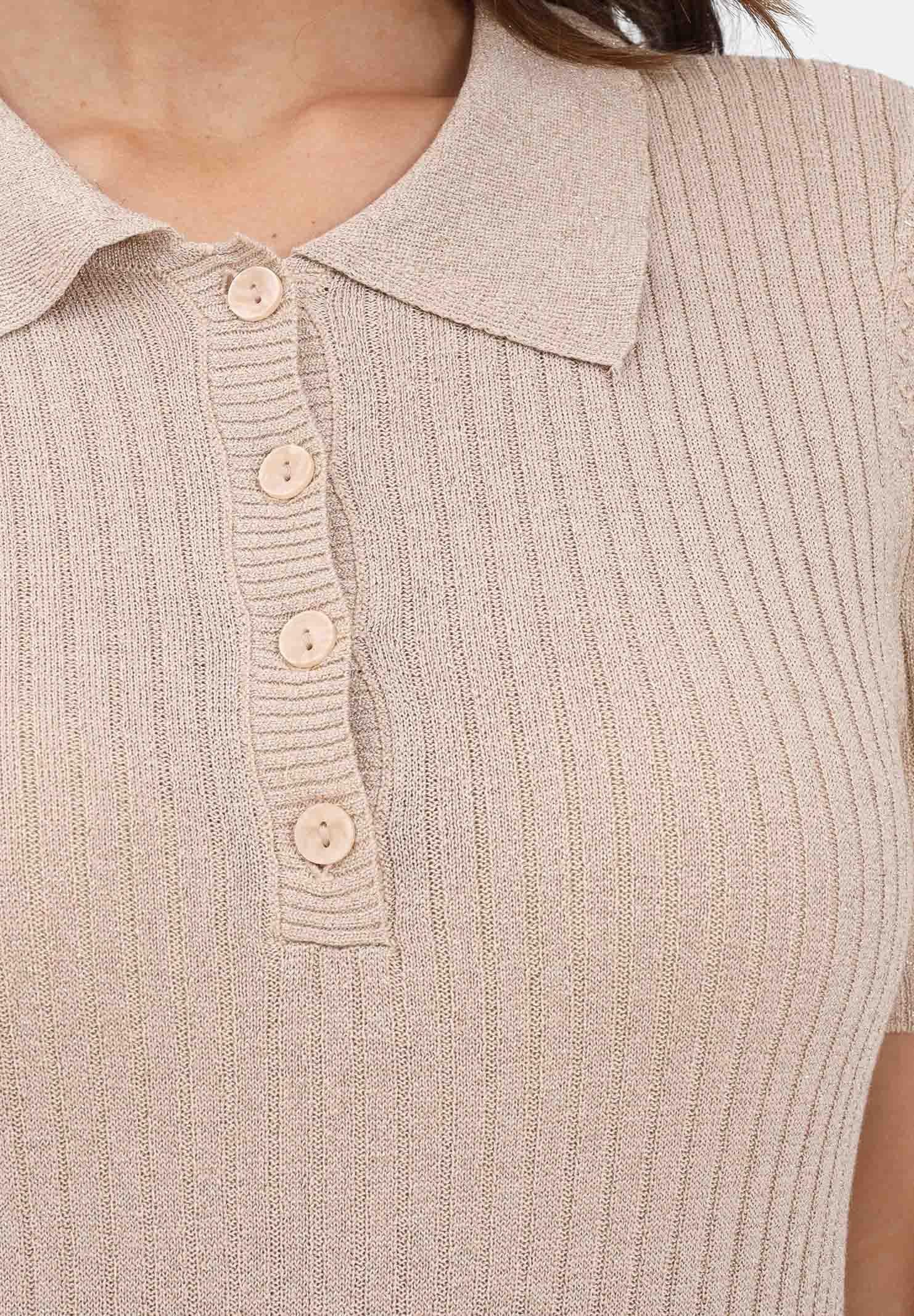 JDY Polo beige da donna realizzata in una maglia a costine sottili con un tocco di filato lamé 15354078 FrostedAlmond JDY 