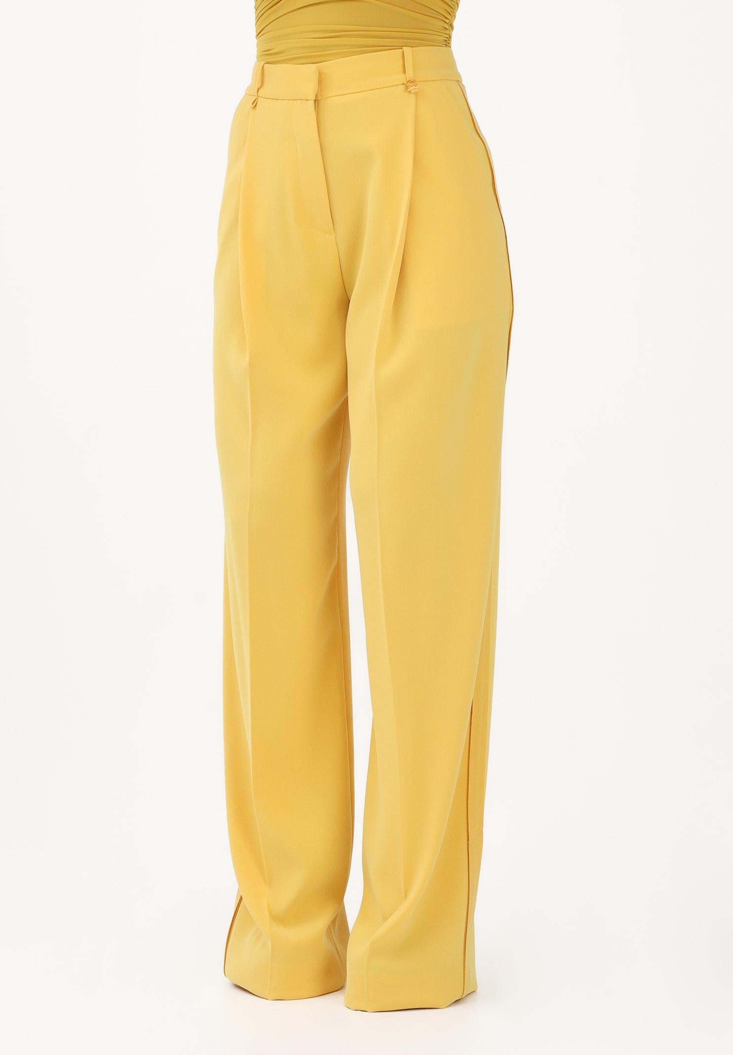 ELISABETTA FRANCHI Pantalone elegante giallo da donna con logo charm PA16761E2 EV4 ELISABETTA FRANCHI 