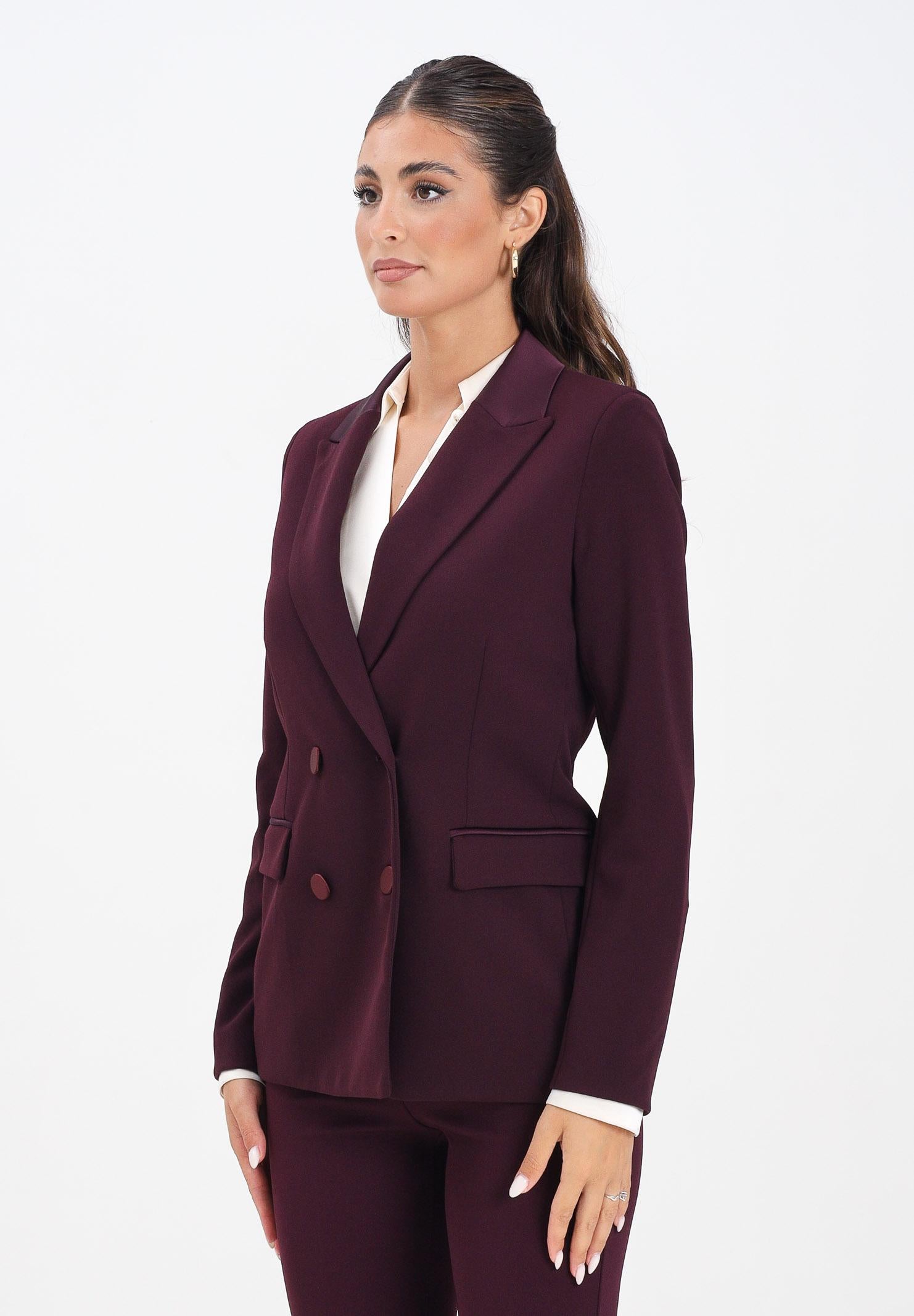 VICOLO Giacca doppiopetto bordeaux da donna con rever in raso TF0307 FU38 VICOLO 